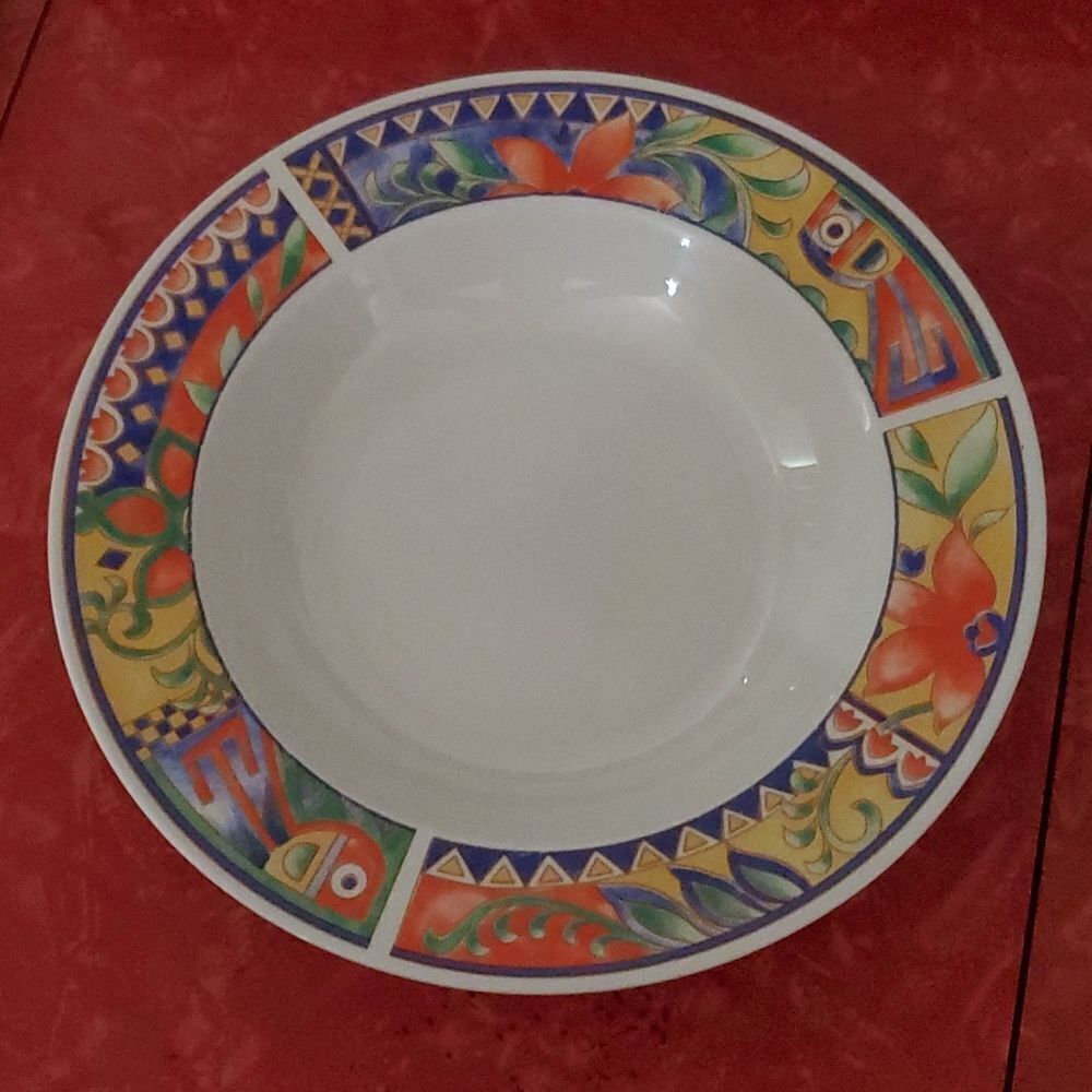 Lynns Stoneware Savanna Rim Cereal Soup Bowl 8.75"